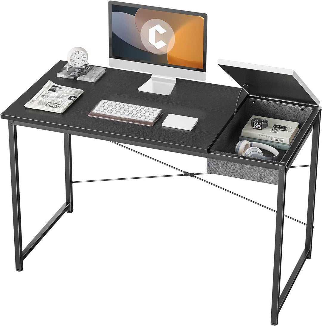 Cubiker Computer Desk 47" Home Office Writing Study Laptop Table, Modern Simple Style Desk with Drawer, Black White