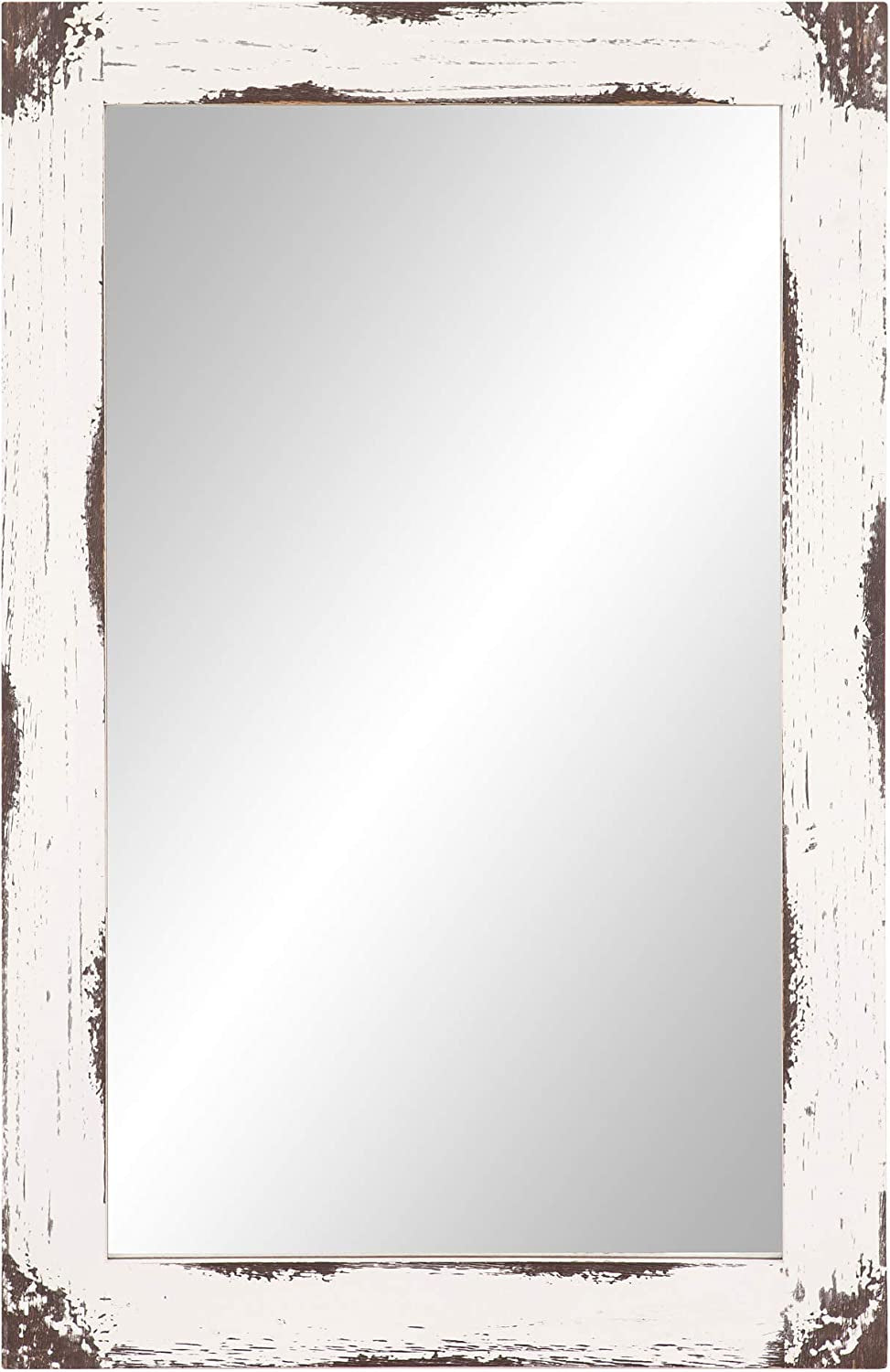 Patton Wall Decor 24X36 Distressed White Reclaimed Wood Wall Mirror