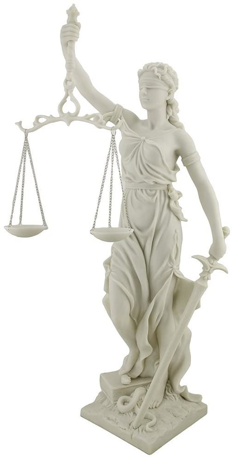 Top Collection 12.5 Inch Lady Justice Statue Sculpture. Premium Resin - White Marble Finish.