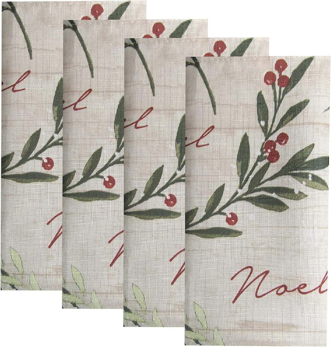Elrene Home Fashions Holiday Tree Trimmings Fabric Napkins, Set of 4, 17 Inches X 17 Inches