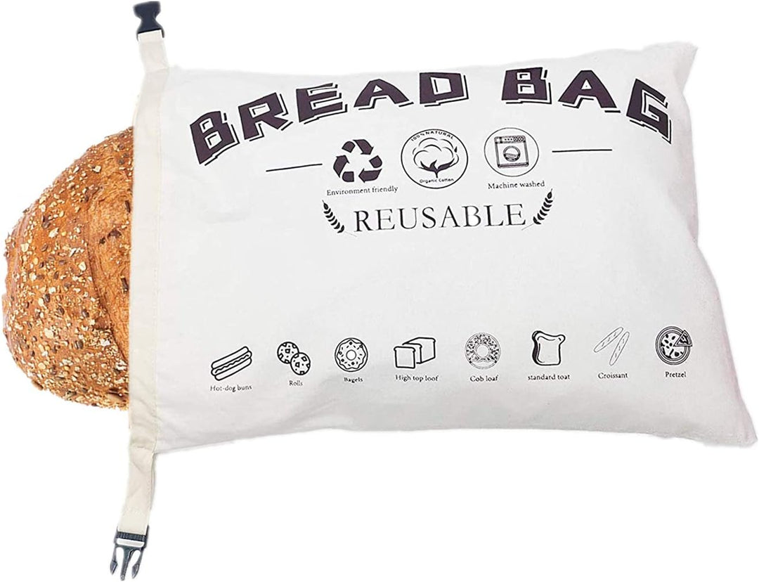 Milky Cotton Bread Bag, Linen Bread Bags, Reusable Bread Bag, Bread Bags for Homemade Bread, Supplies Food and Bread Storage, Ideal Gift for Bakers,12.6 Inches X 16.5 Inches (White)