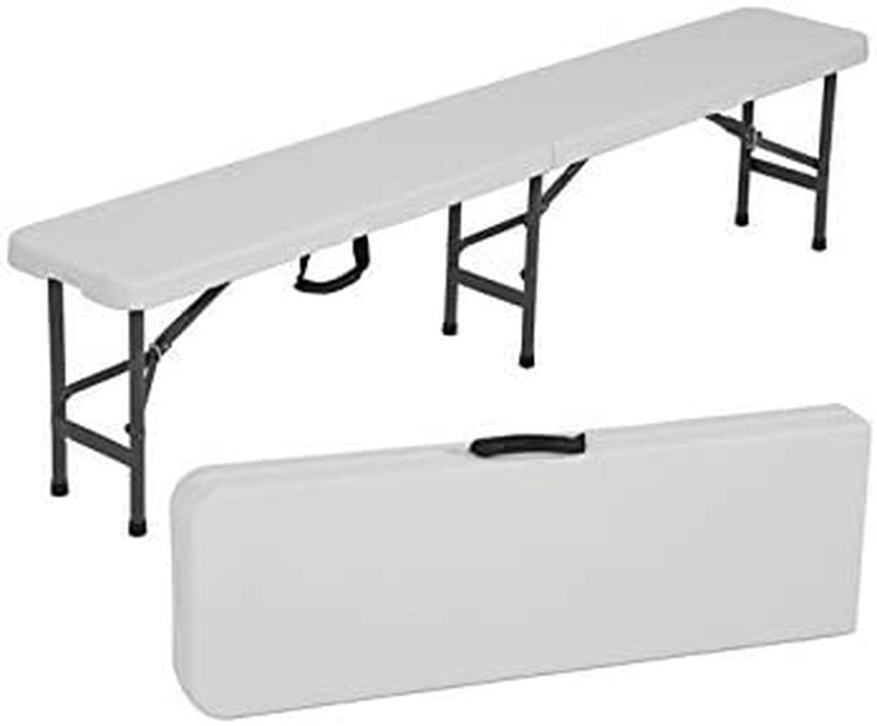 Best Choice Products 6 Foot Portable Folding Bench, Sturdy Lightweight Plastic Multipurpose Bench Seat for Indoor Outdoor Use - White