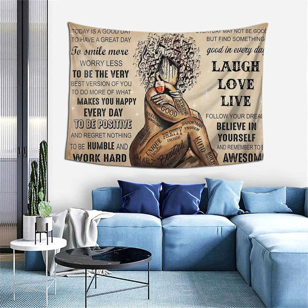 Birsppy African American Black Woman Tapestry Black Afro Woman Tapestries Wall Hanging Home Decor Hippie Art for Girls Bedroom Living Room College Decor, 60X40 Inch