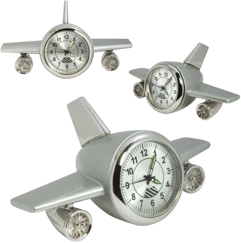 Airplane Desk Clock (Silver)