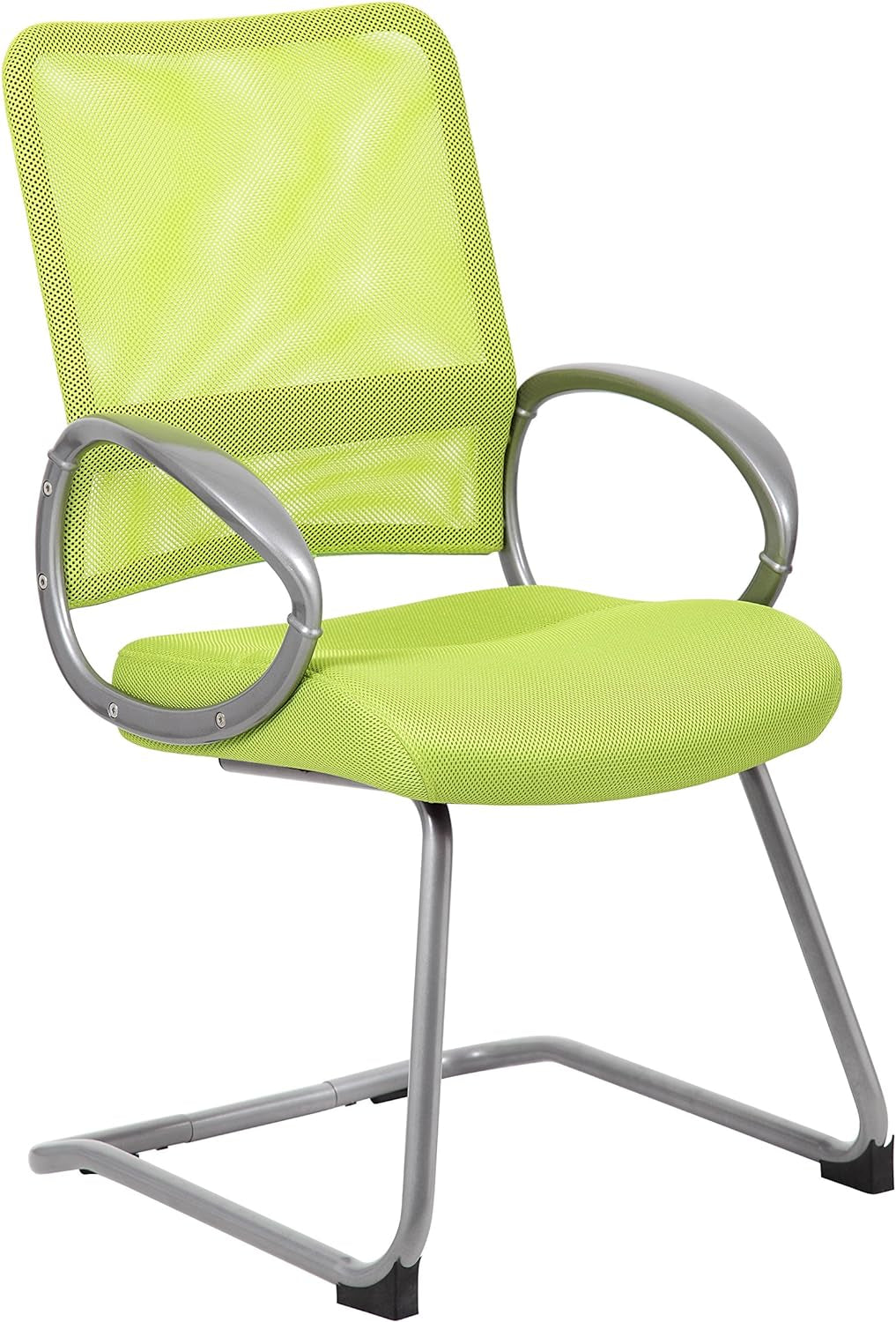Boss Office Products Mesh Back Guest Chair with Pewter Finish in Lime Green