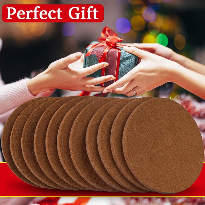 12PCS Felt Coasters for Drinks Absorbent with Multipurpose Holder,Drink Coaster Set,Coasters for Wooden Table Protection Home Office Coffee Table Decor - Housewarming Gift (Brown)