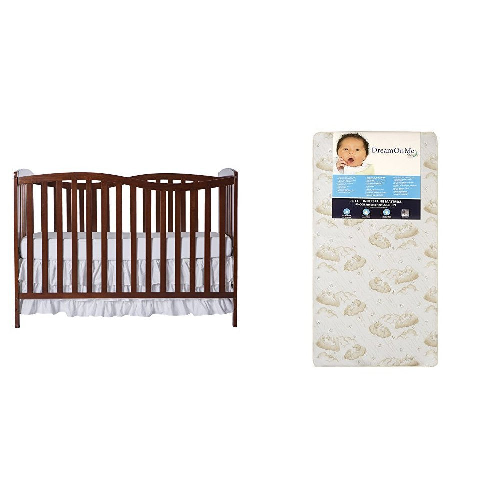 Chelsea 5-In-1 Convertible Crib with Dream on Me Spring Crib and Toddler Bed Mattress, Twilight