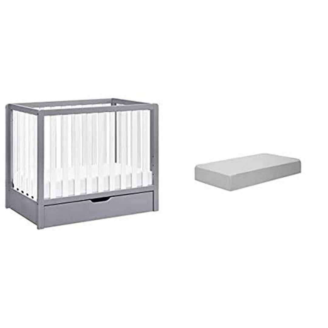Carter'S by Davinci Colby 4-In-1 Convertible Mini Crib with Trundle Drawer in Grey and White, Greenguard Gold Certified, Undercrib Storage