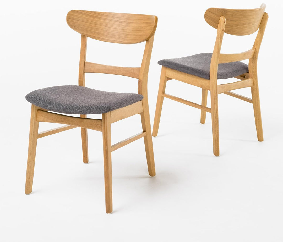 Christopher Knight Home Idalia Dining Chairs, 2-Pcs Set, Dark Grey / Oak Finish