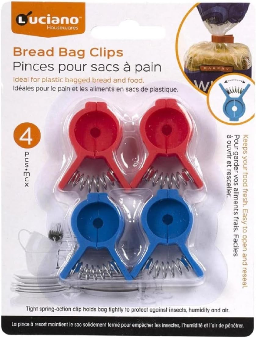 6 Pc Bread Bag & Bagel Clips Sealer