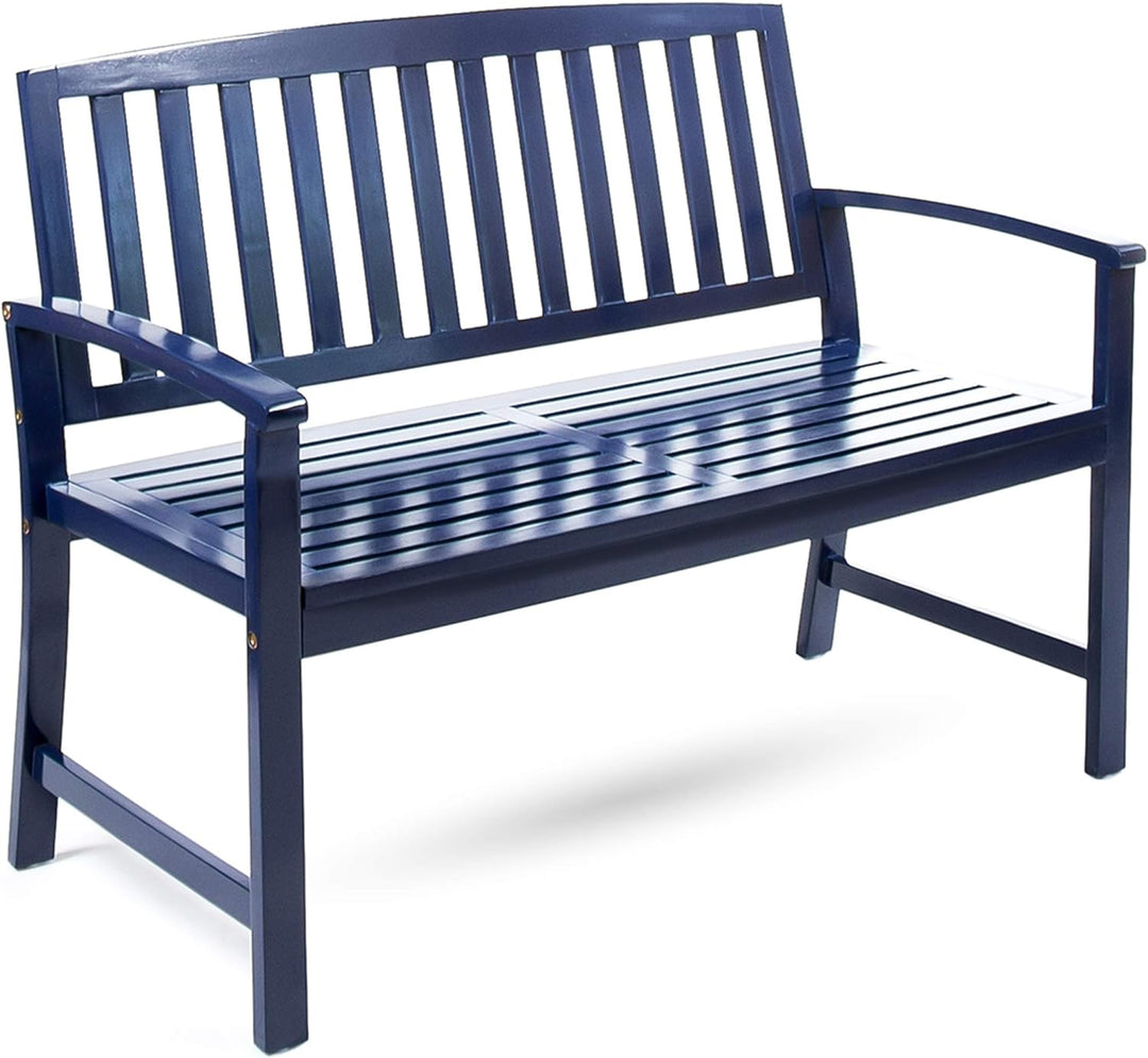 Christopher Knight Home Loja Outdoor Acacia Wood Bench, Pu Navy Blue