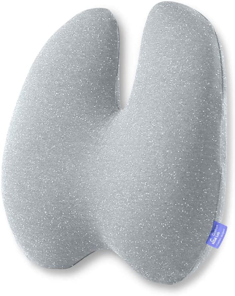Cushion Lab Extra Dense Lumbar Pillow - Patented Ergonomic Multi-Region Firm Back Support for Lower Back Pain Relief - Lumbar Support Cushion W/Strap for Office Chair, Car, Sofa, Plane - Grey