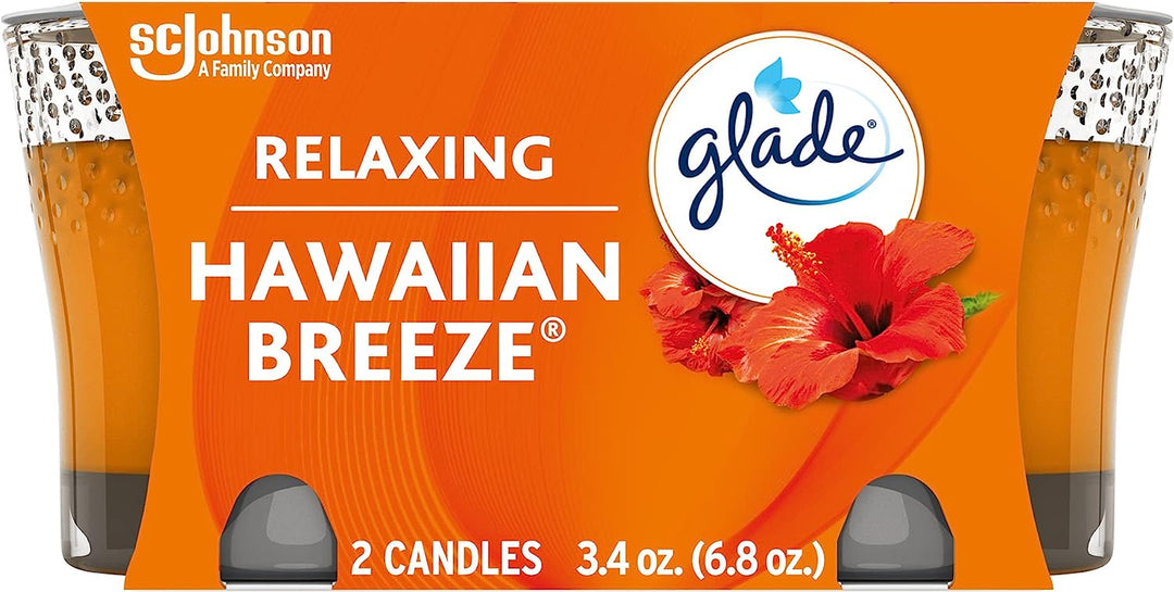 Glade Candle Jar, Air Freshener, Hawaiian Breeze, 3.4 Oz, 2 Count